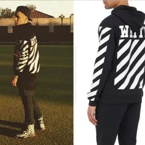 Justin Bieber Styled Rare OFF WHITE 15SS  HOODIE BLACK SIZE XLarge